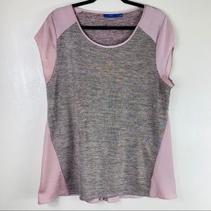 Apt 9 silver and satin pink short sleeve shirt